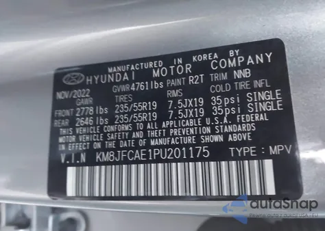 2023 Hyundai Tucson Xrt z USA, uszkodzony, nr VIN KM8JFCAE1PU201175